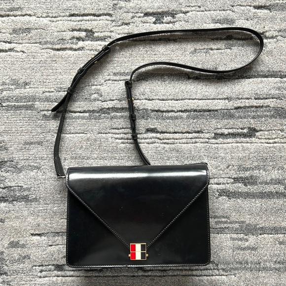 Thom Browne Handbags - Thom Browne Black Leather Crossbody bag with enamel snap clasp
